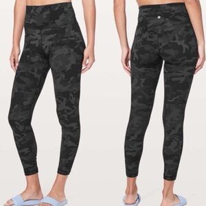 LULULEMON ATHLETICA Align Leggings Sequoia Camo Print Deep Coal Black Pant